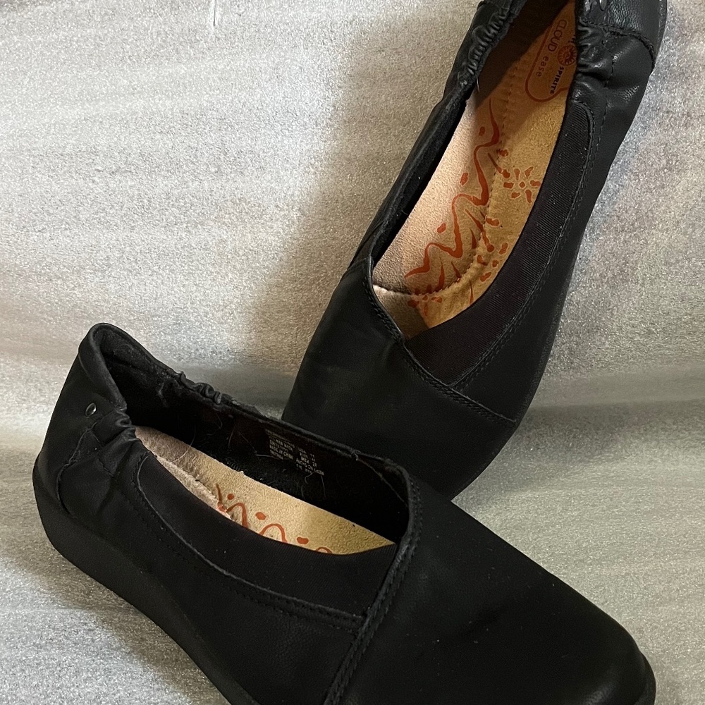 EARTH SPIRIT Cloud Ease Maci Black Faux Leather Slip On Comfort Shoes Size 11